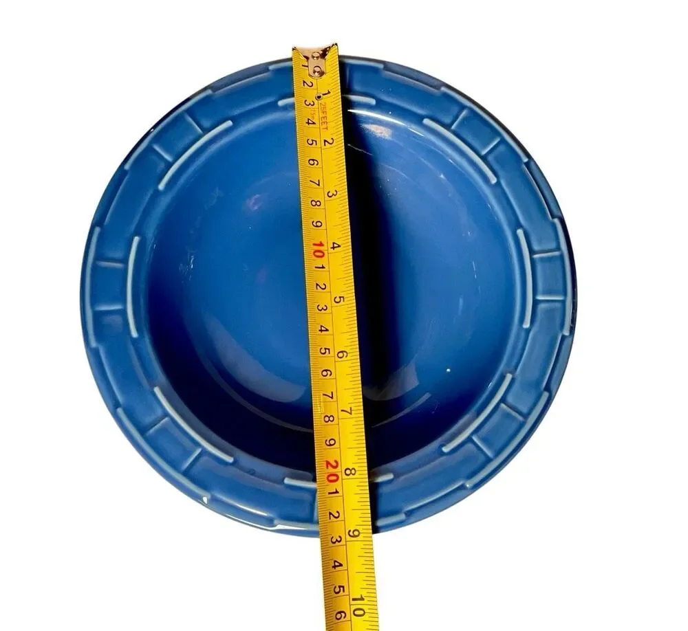 Longaberger Pottery Woven Traditions Cornflower Blue 9” Individual Pasta Bowls.